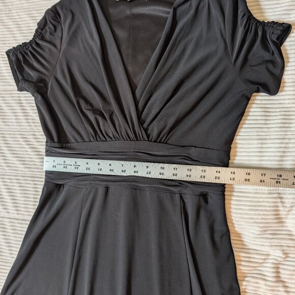Evan Picone Little Black Dress short sleeve 12 EUC cummerbund waist - Picture 7 of 12